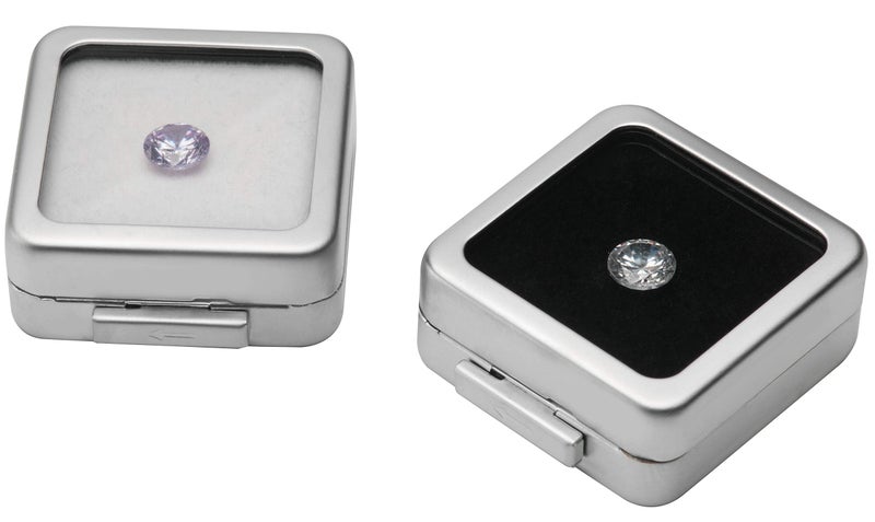Giftop Glass Top Loose Diamond or Gemstone Display Box Case Holder Show Container Metal (Silver Small) - Image 2